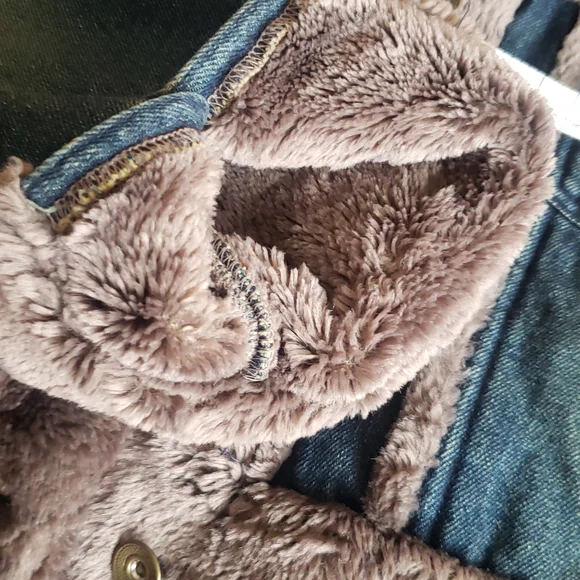 Late 90's Bebe denim jacket brown faux fur trim,rare!” - Picture 12 of 14